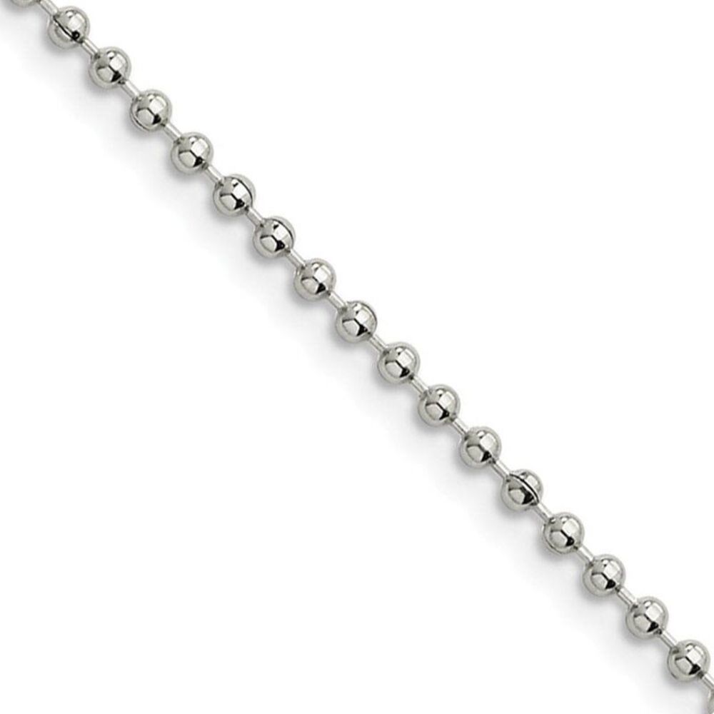 2.4mm Stainless Steel Beaded Chain Necklace, 24 Inch
